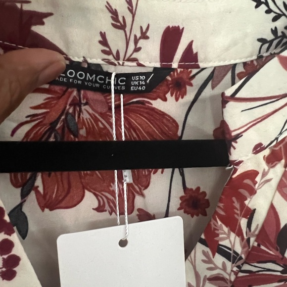 Rust ,cream, and black tropical floral dress. - Picture 7 of 8